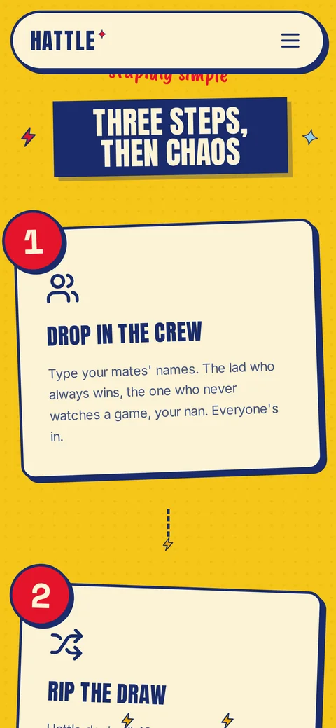 Hattle's three step cards on a phone.